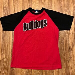 Vintage 90s Georgia Bulldogs Shirt Men Large Red Raglan Short Sleeve Graphic Tee